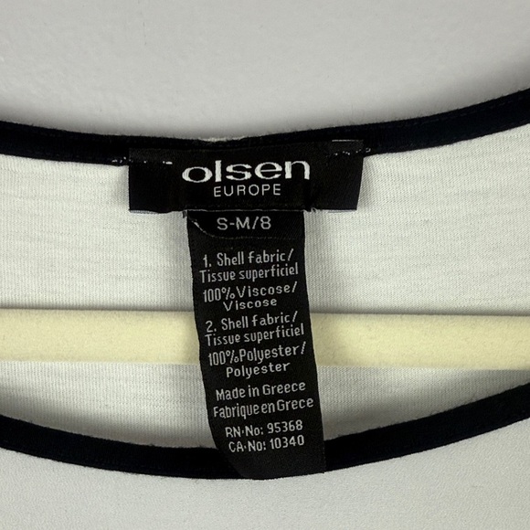 Olsen Europe Artsy Graphic Short Sleeve Tee in White and Purple Size  8 - Picture 3 of 9